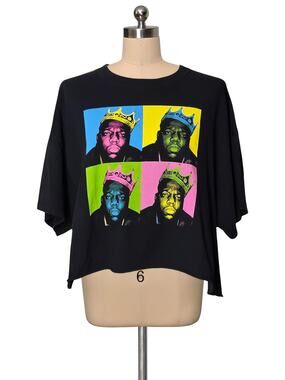 Notorious B.I.G Black Cut off Hem BIGGIE T-Shirt  Shirt Top XL